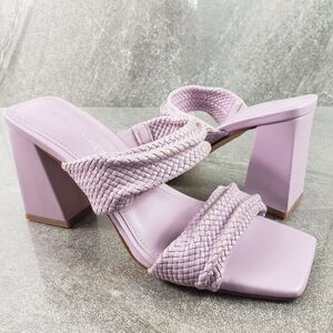 Marc Fisher Sandals 6 M Lilac Eloria Chunky Block Heel  Slip On Square Toe Shoes